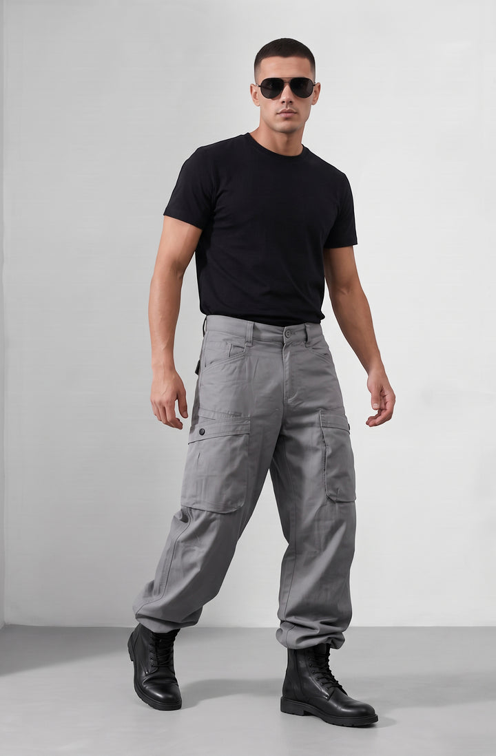 Grey 6 Pocket Cotton Cargo Pant
