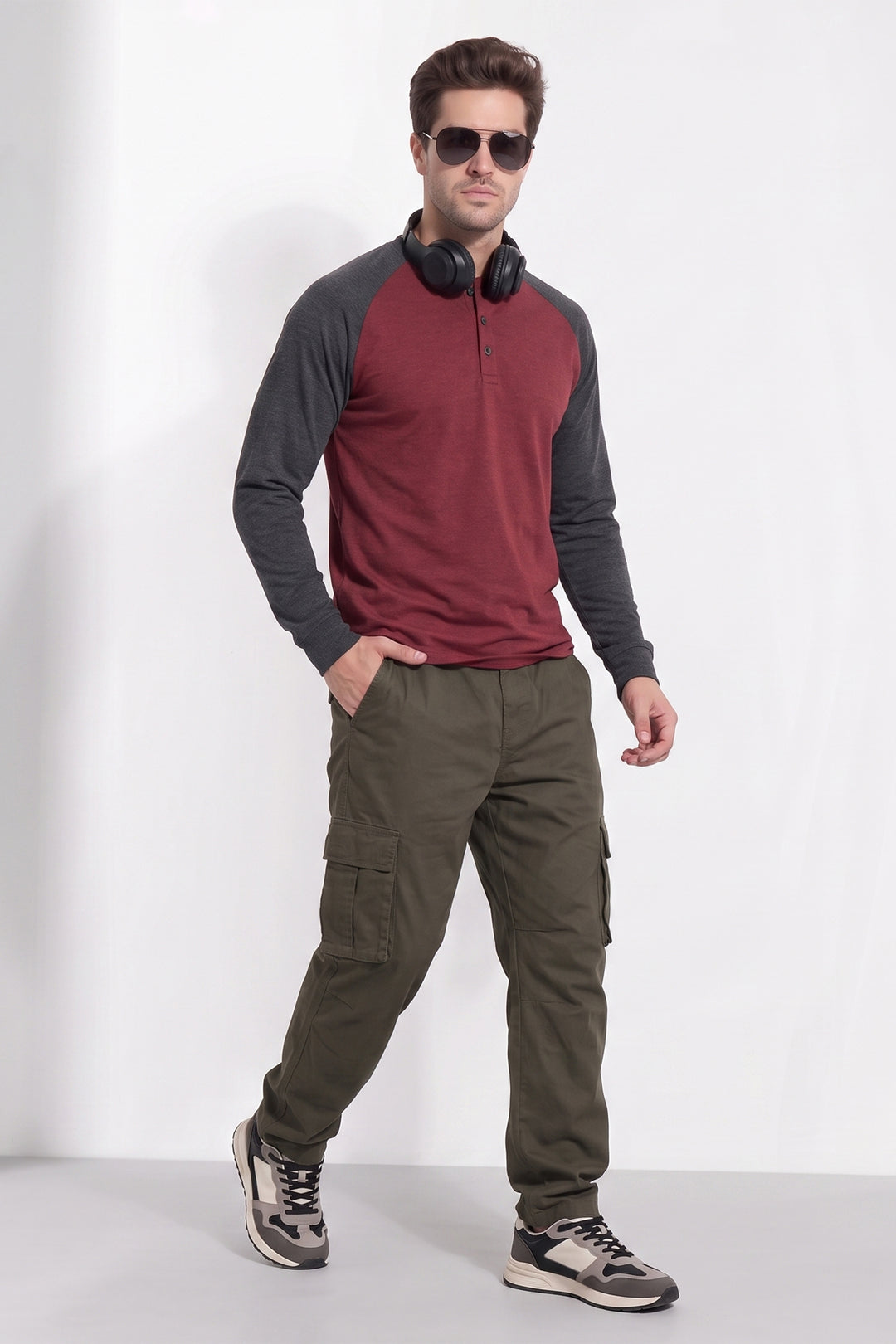 Raglan ColorBlocked Henley T-Shirt