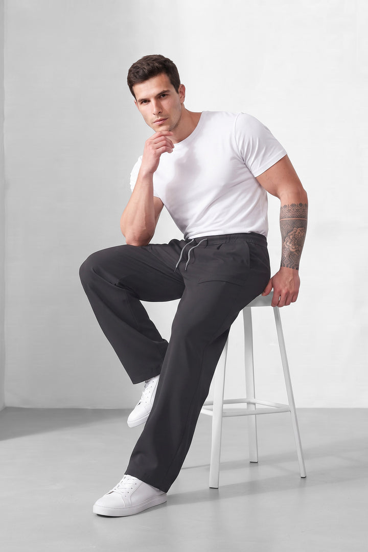 Black Men Minimalist Street Style Track Pants