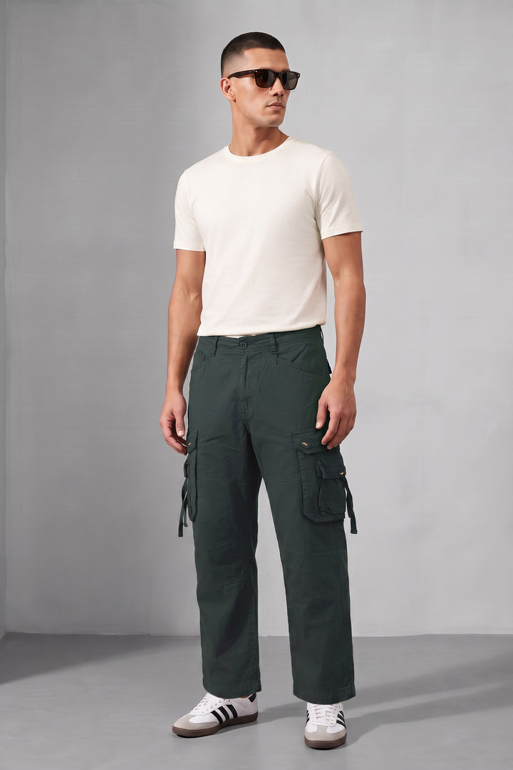 Olive Green 6 Pocket Tactical Cargo Pants Comfortable Casual Trousers