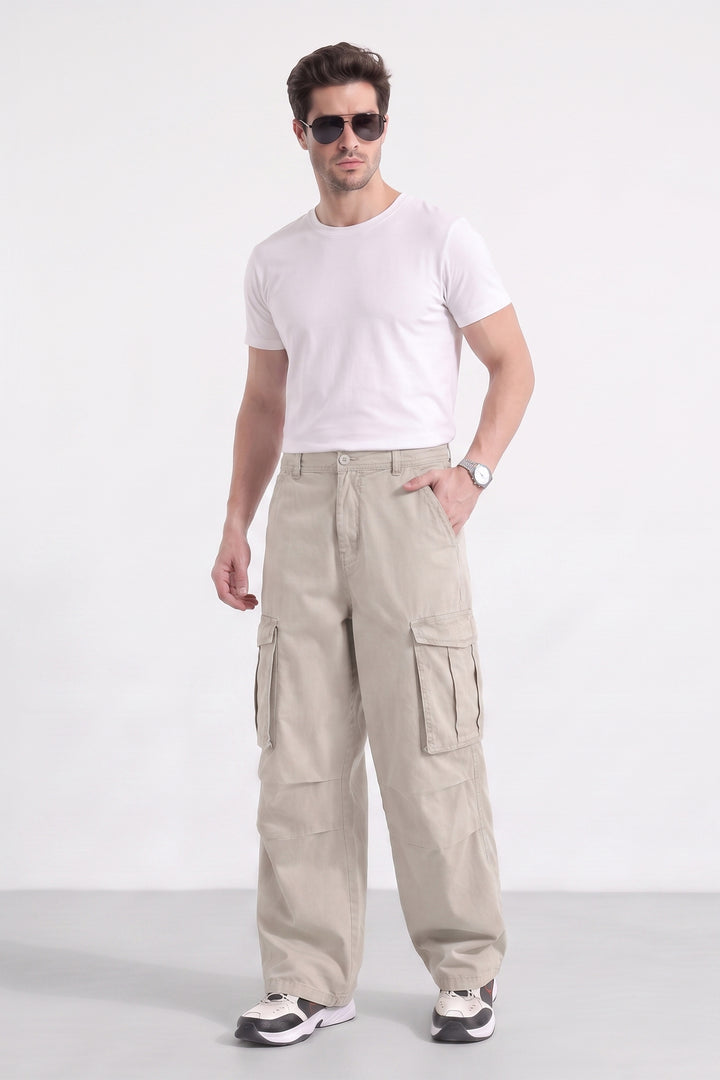 Dark Cream 6 Pocket Tactical Cargo Pants Comfortable Casual Trousers