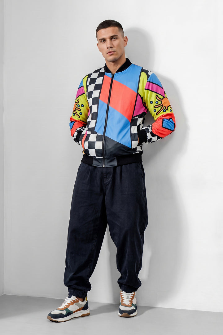 Multi Digital Printed Regular Fit Bomber Jacket