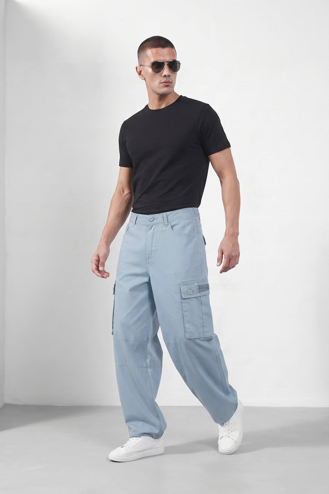Light Grey Mens 6 Pocket Cargo Pants
