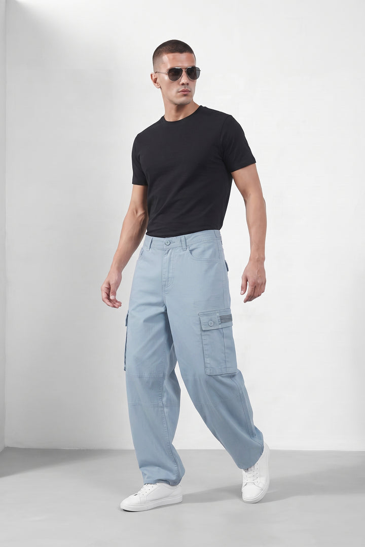 Light Grey Mens 6 Pocket Cargo Pants