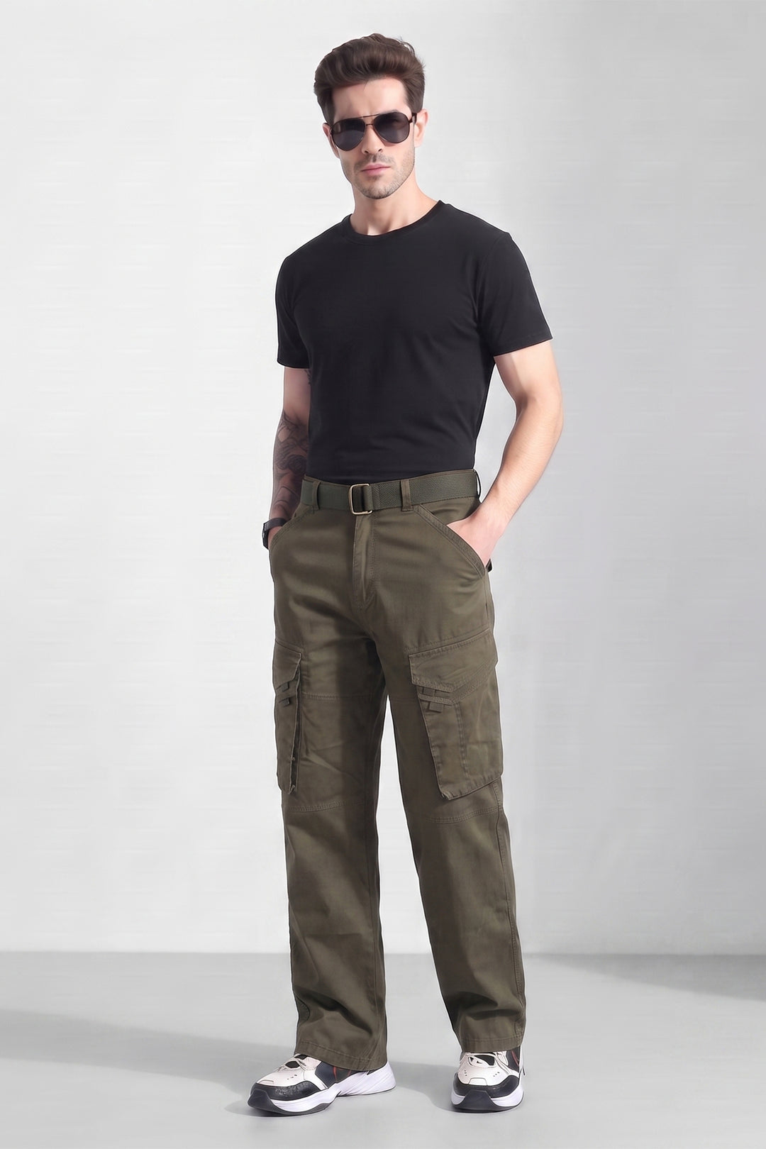 Dark Brown Cotton 6 Pocket Cargo Pant