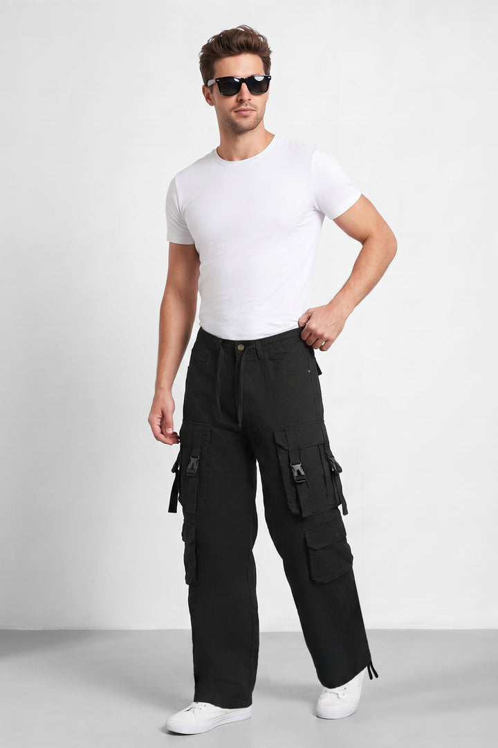 Black Multi Mens 8 Pocket Cargo Pants