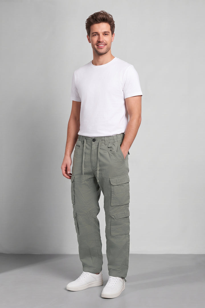 Light Green Multi Mens 8 Pocket Cargo Pants