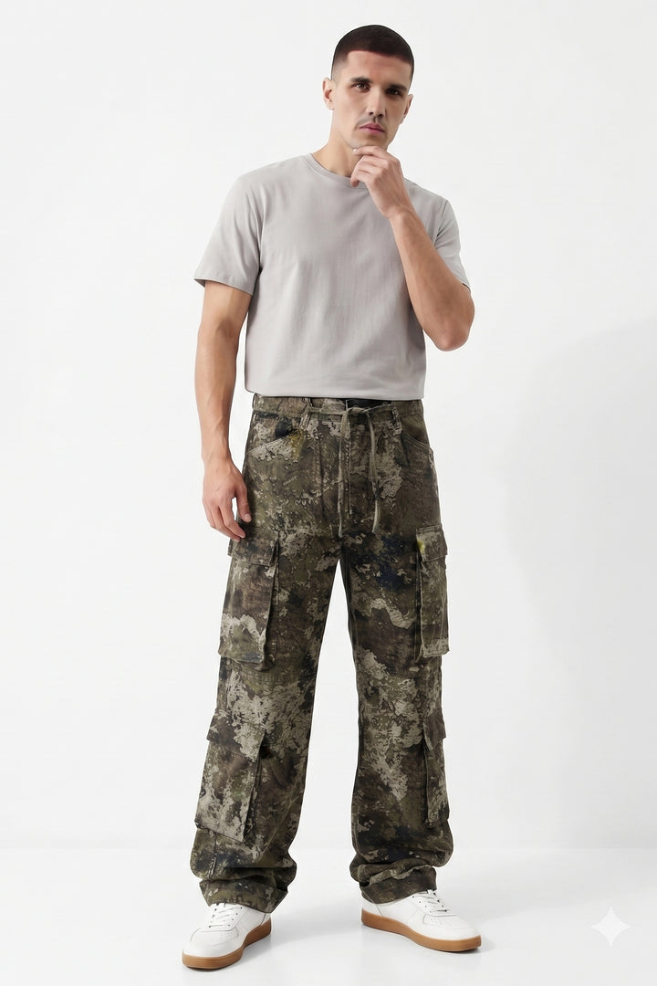 Green 8 Pocket Camouflage Cargo Pant