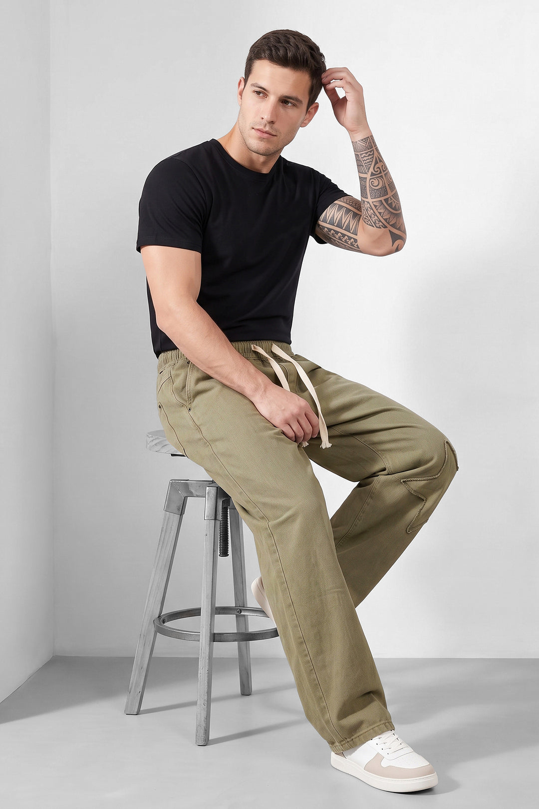 Light Green Modern Utility Acid Wash Sweatpants