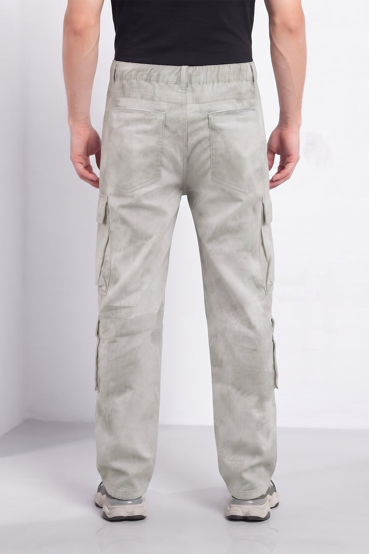 Light Grey Men’s 8 Pocket Cargo Pants | Multi-Pocket Utility Trousers | Regular Fit Casual Cargo Pants