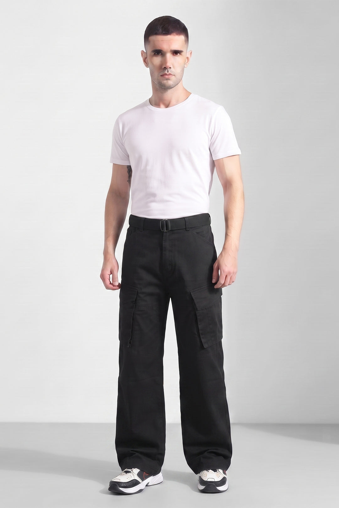 Black Cotton 6 Pocket Cargo Pant