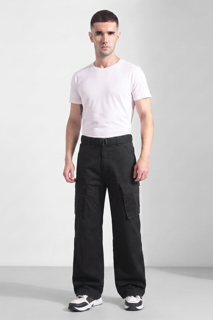 Black Cotton 6 Pocket Cargo Pant