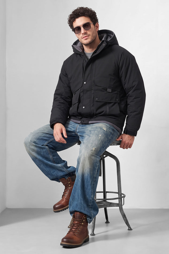 Black Hooded Heavy Winter Jacket