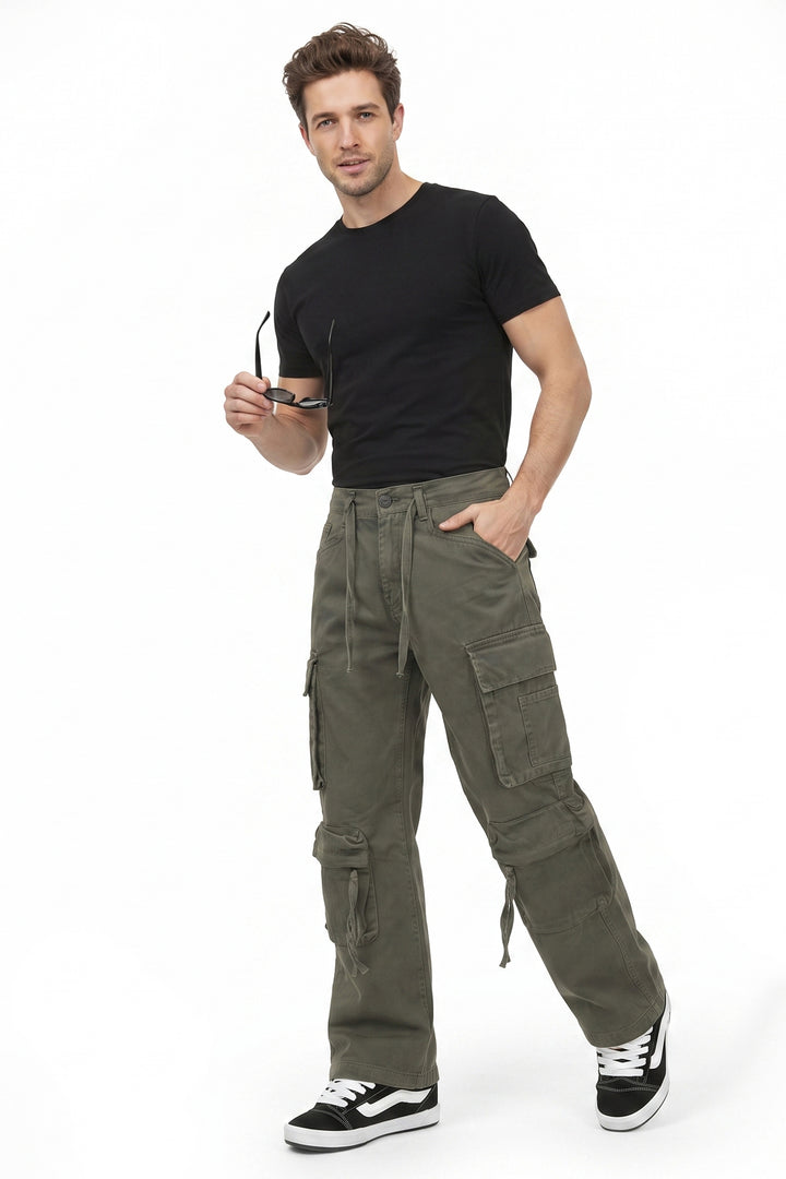 Olive Green Utility 10 Pocket Cargo Pants