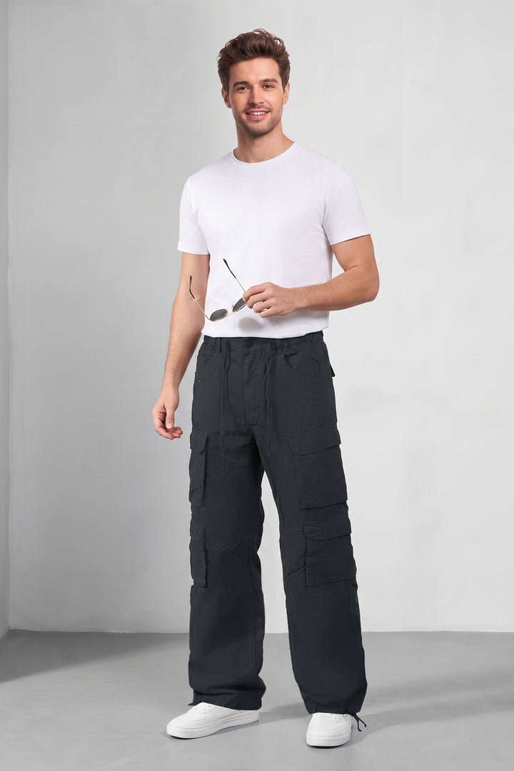 Black Multi Mens 8 Pocket Cargo Pants