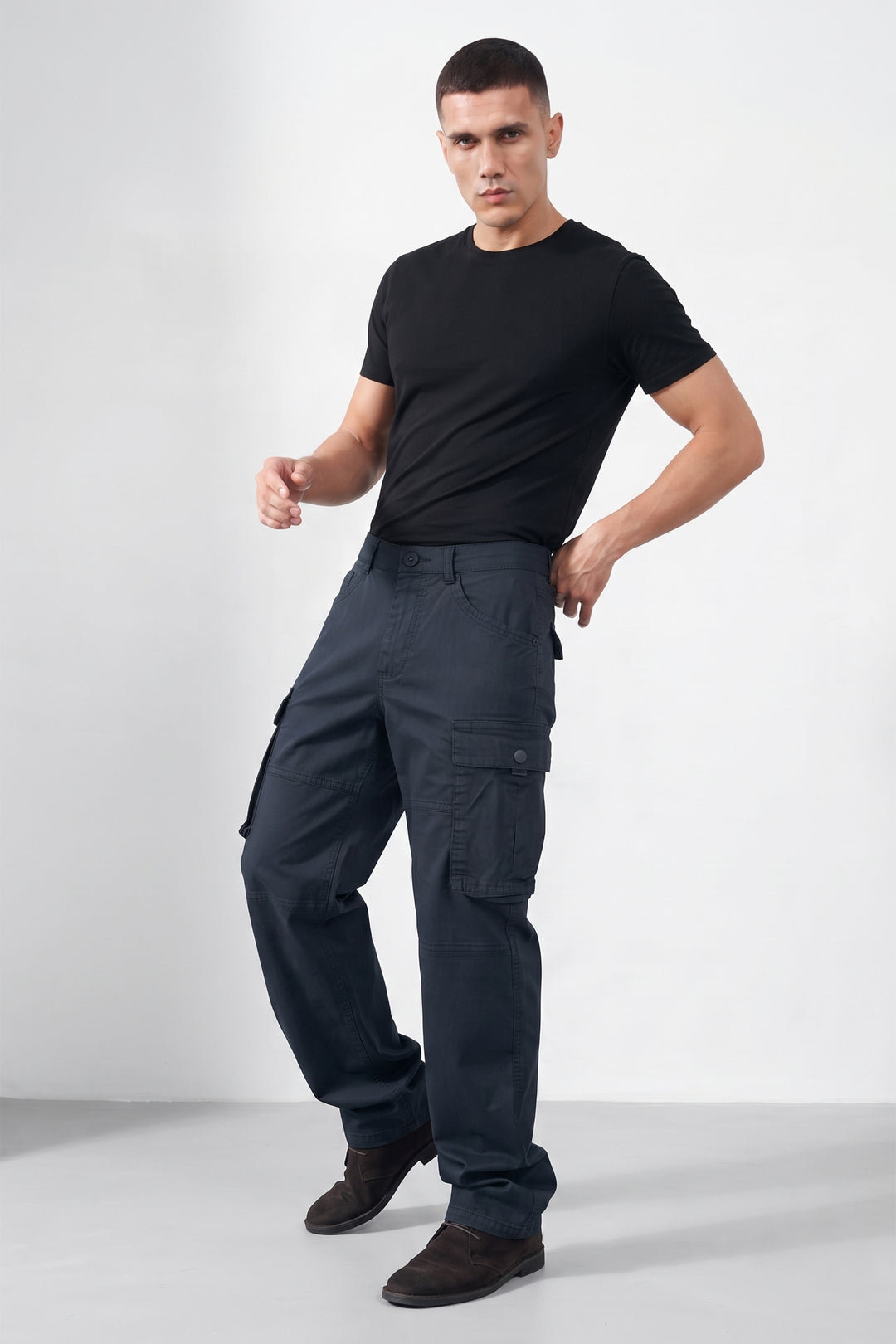 Black Mens 6 Pocket Cargo Pants