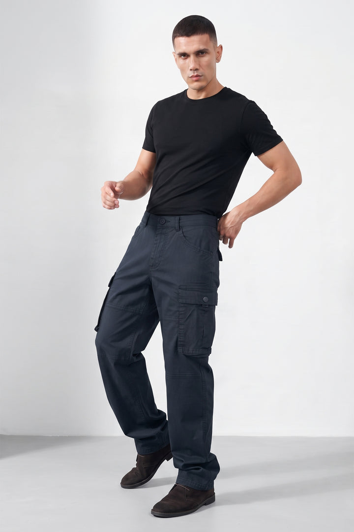 Black Mens 6 Pocket Cargo Pants