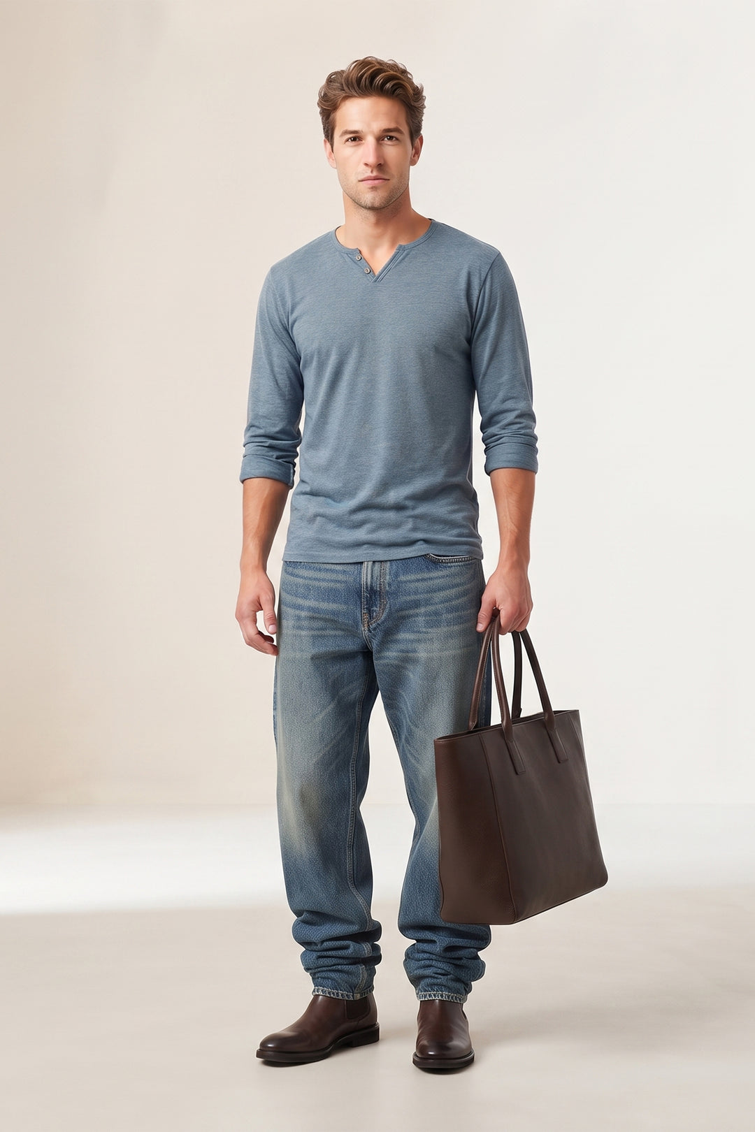 Open Neck Henley T-Shirt
