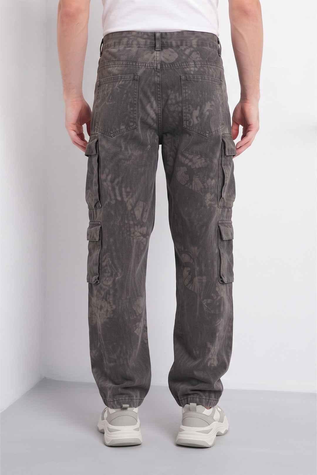 Black Multi Mens 8 Pocket Cargo Pants | Multi-Pocket Utility Trousers | Regular Fit Casual Cargo Pants