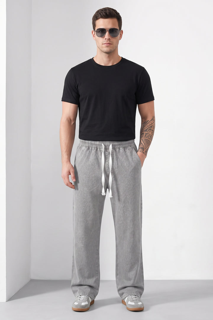 Grey Denim Shade Contemporary Acid Wash Sweatpant