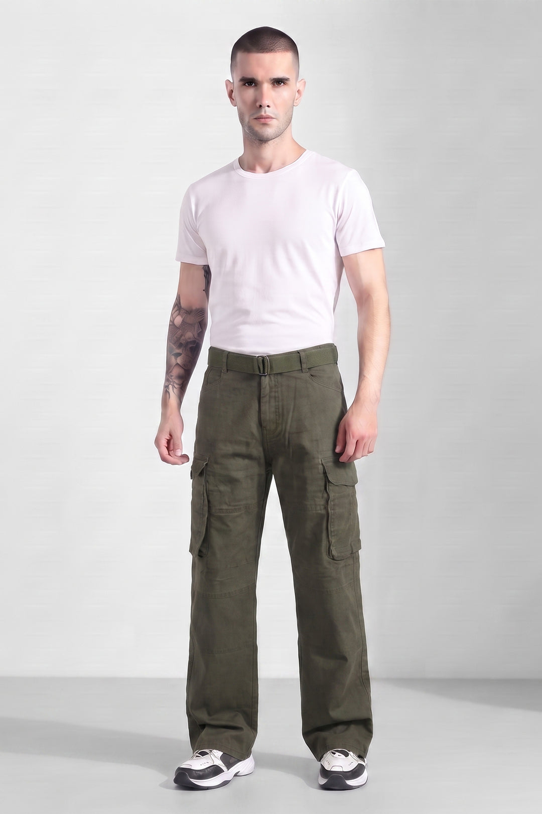 Olive Green Cotton 6 Pocket Cargo Pant
