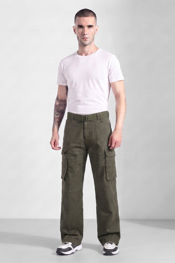 Olive Green Cotton 6 Pocket Cargo Pant
