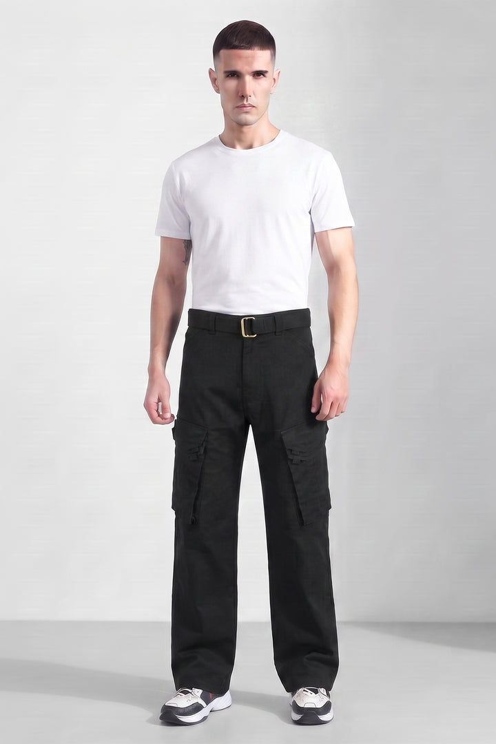 Black Cotton 6 Pocket Cargo Pant