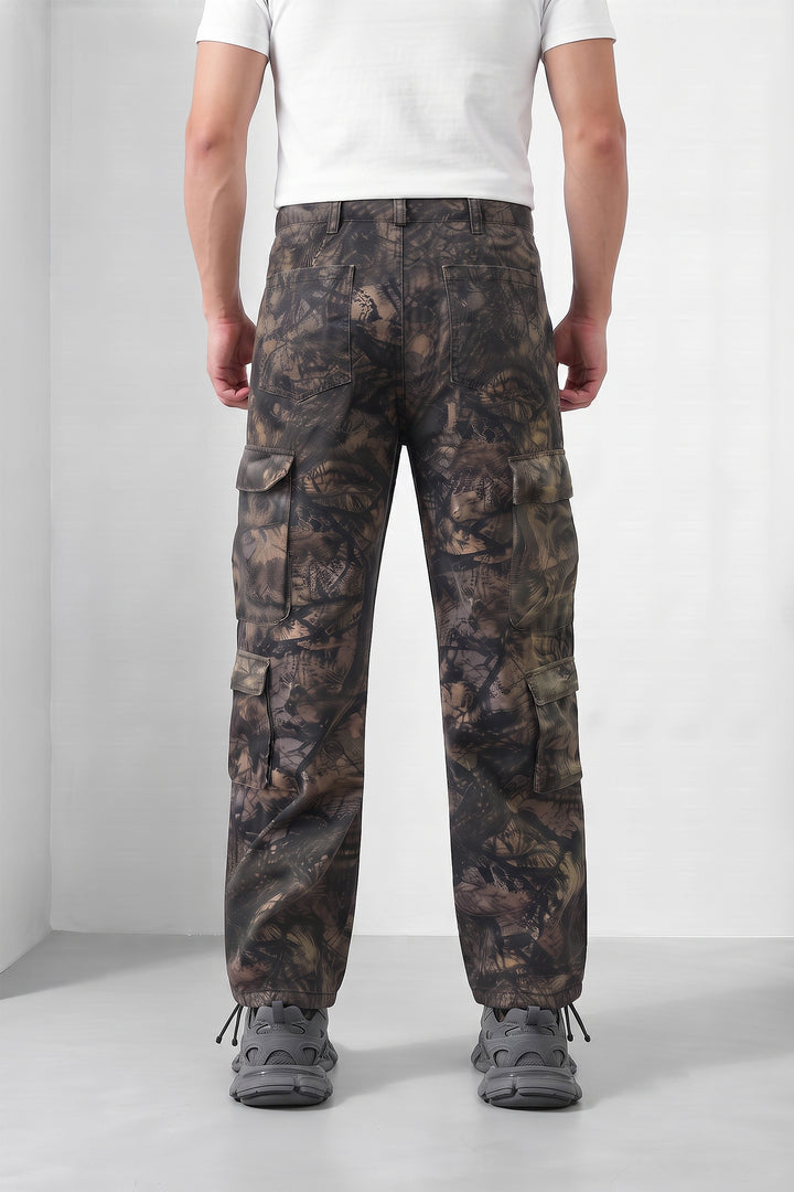 Green Army Mens 8 Pocket Cargo Pants | Multi-Pocket Utility Trousers | Regular Fit Casual Cargo Pants