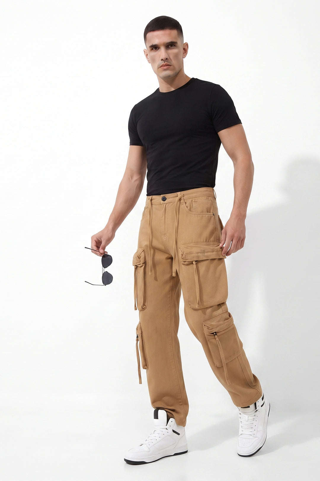 Gritstones Men's Gold Utility 10 Pocket Cargo Pants