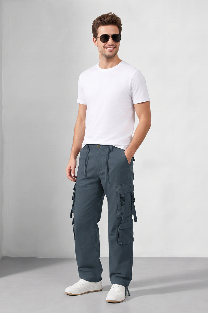 Dark Grey Multi Mens 8 Pocket Cargo Pants