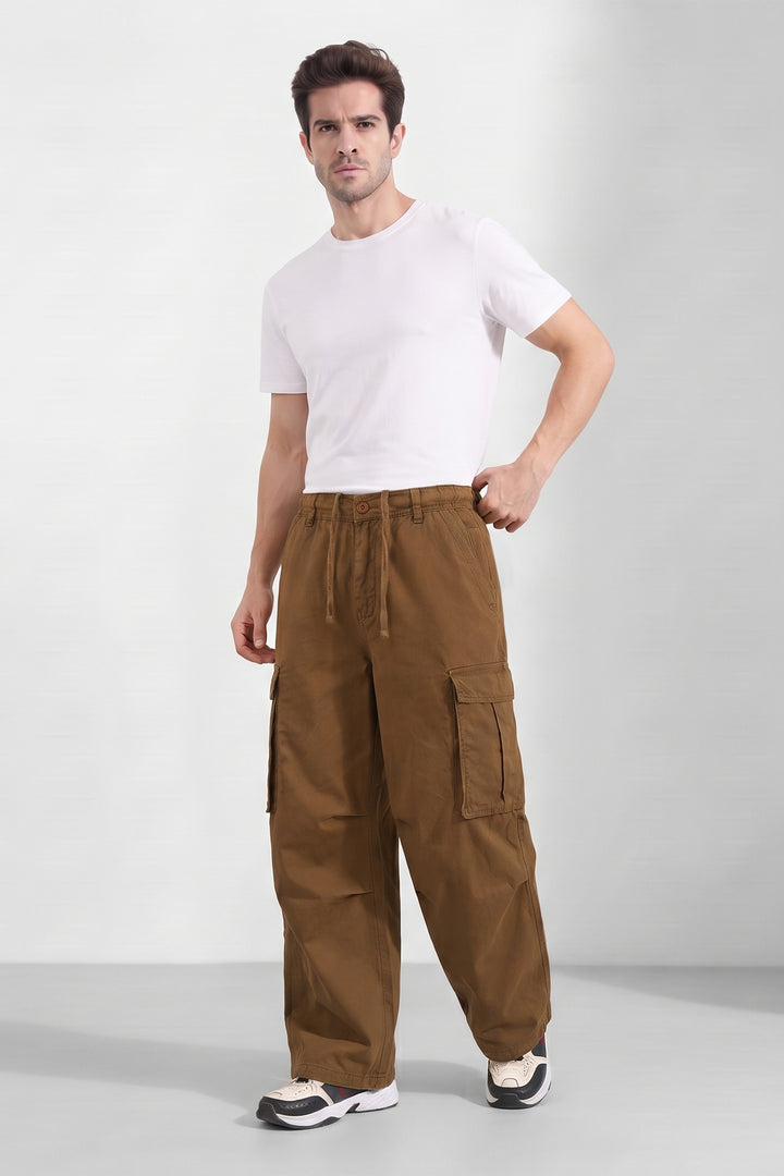 Dark Brown 6 Pocket Tactical Cargo Pants Comfortable Casual Trousers
