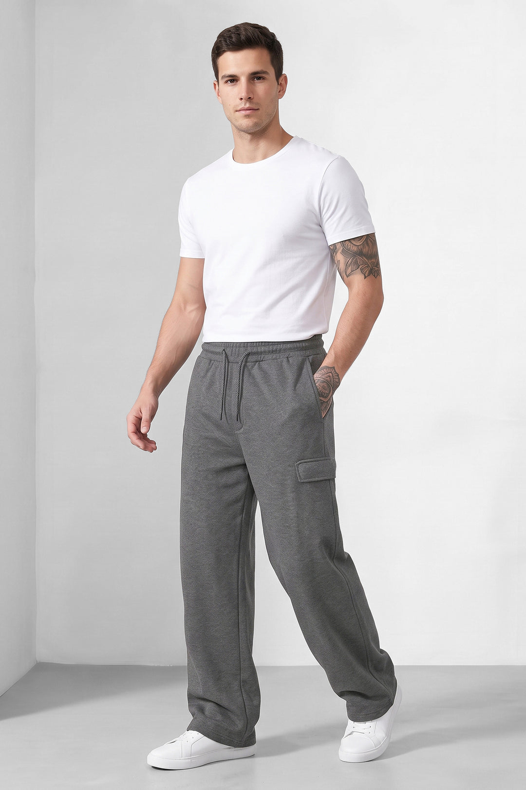 Grey Men's Minimalist Street Style Track Pants