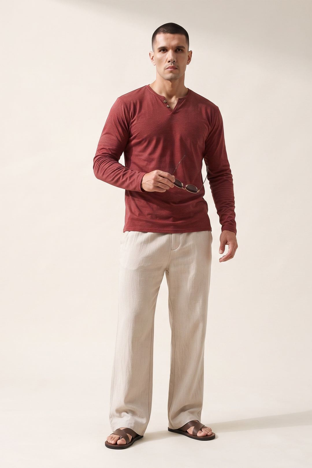 Full Sleeve Solid Henley T-Shirt