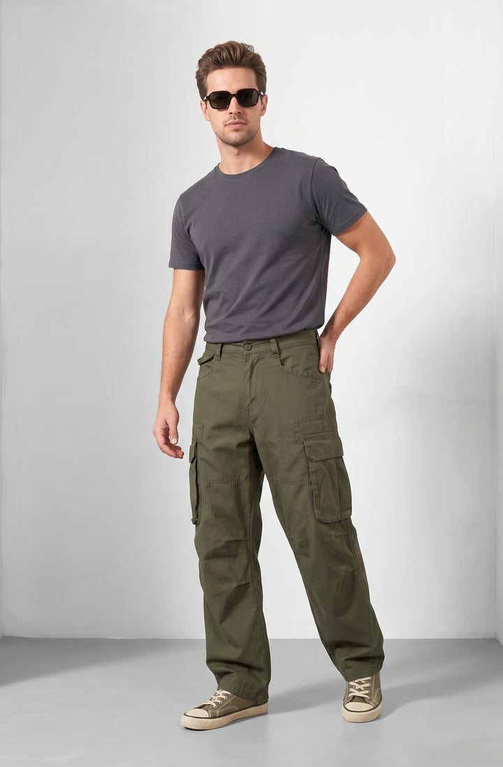 Olive 6 Pocket Cotton Cargo Pant