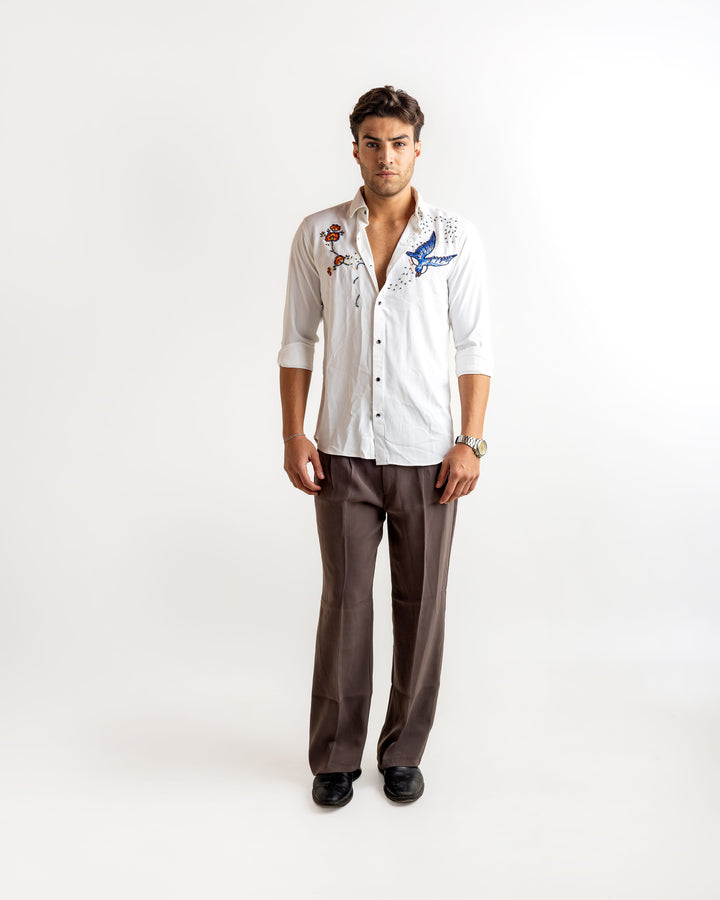 White Raven Embellished Shirt