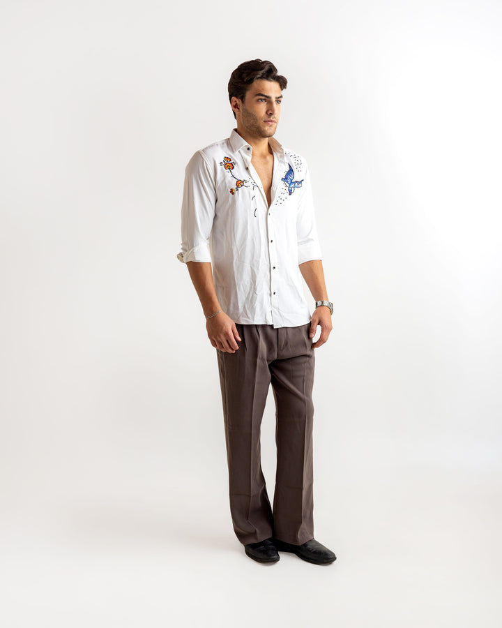 White Raven Embellished Shirt