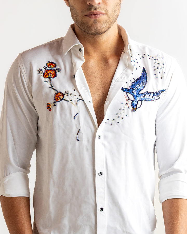 White Raven Embellished Shirt