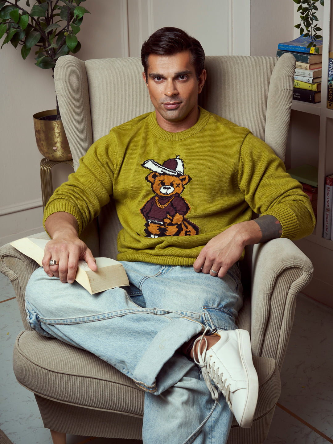 Olive "Bear" Sweater- Karan Singh Grover x Gritstones