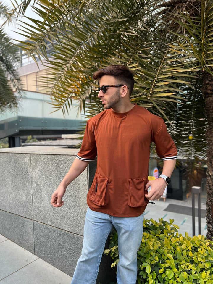 Brown Oversized Pocket T-Shirt