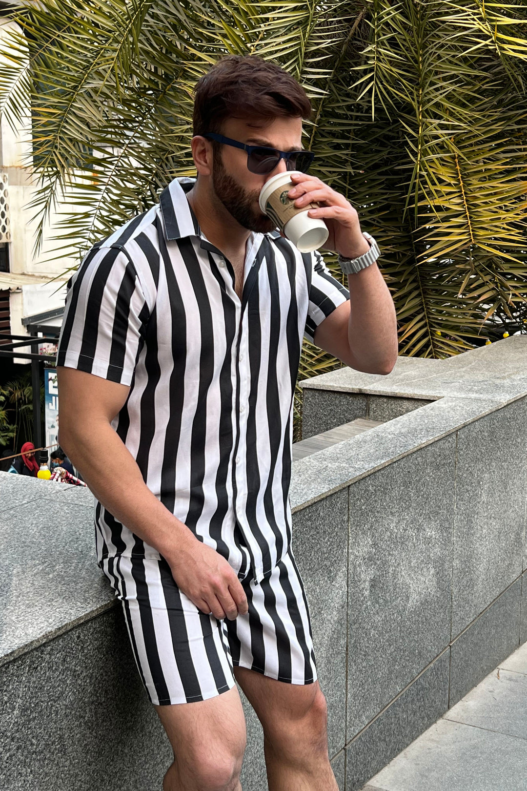 White Black Stripe Co-Ords Set