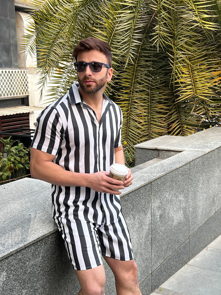 White Black Stripe Co-Ords Set