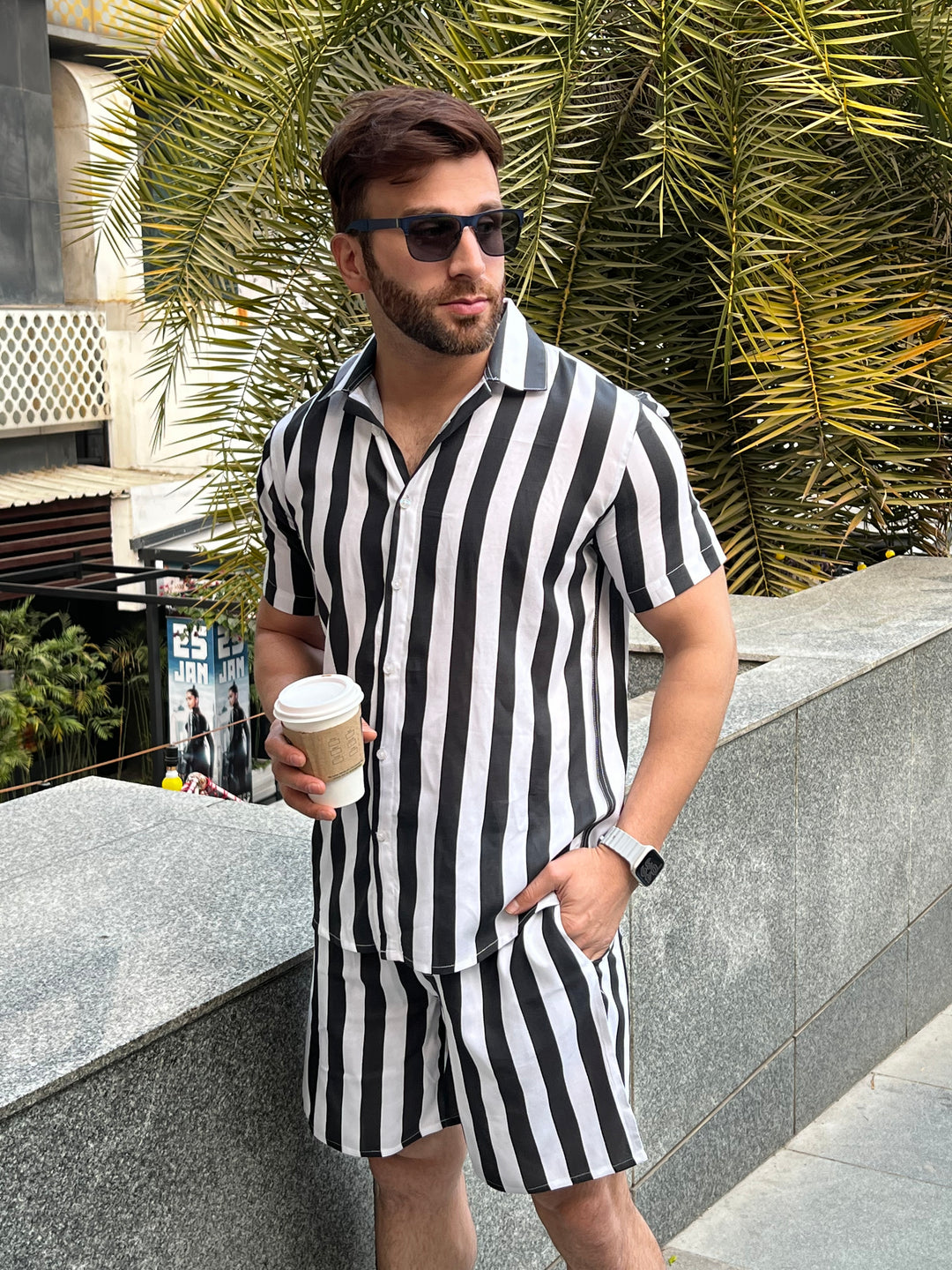 White Black Stripe Co-Ords Set