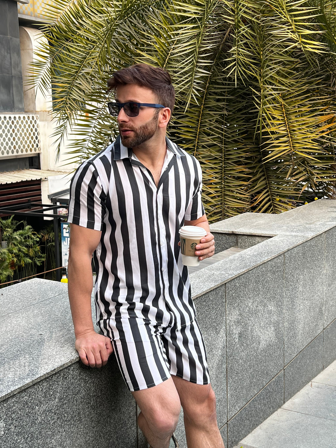 White Black Stripe Co-Ords Set