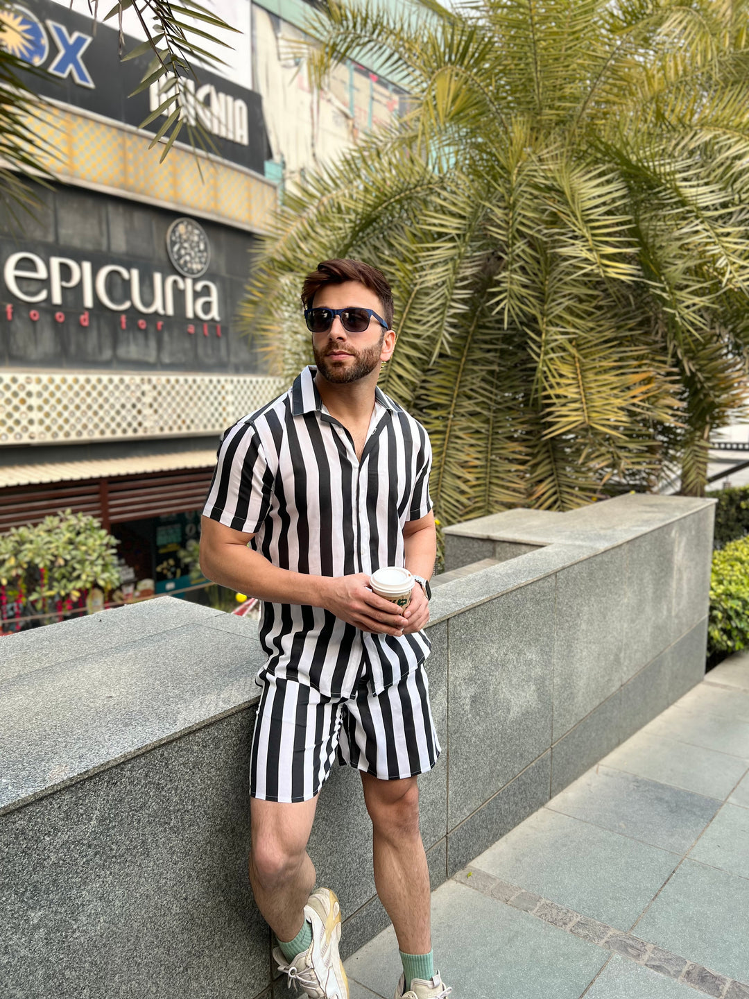 White Black Stripe Co-Ords Set