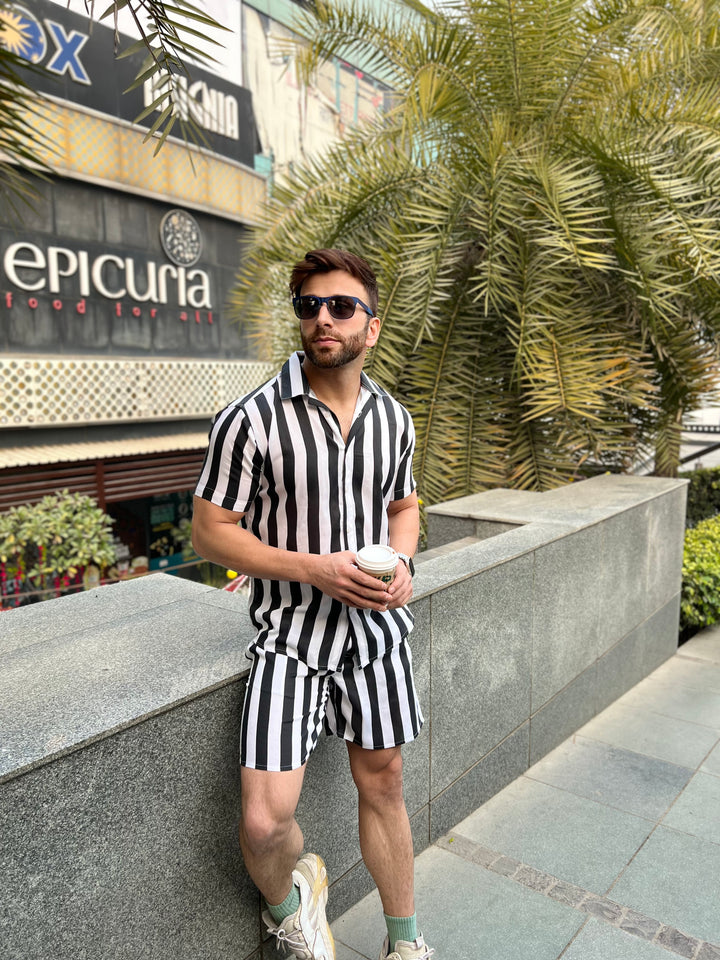 White Black Stripe Co-Ords Set
