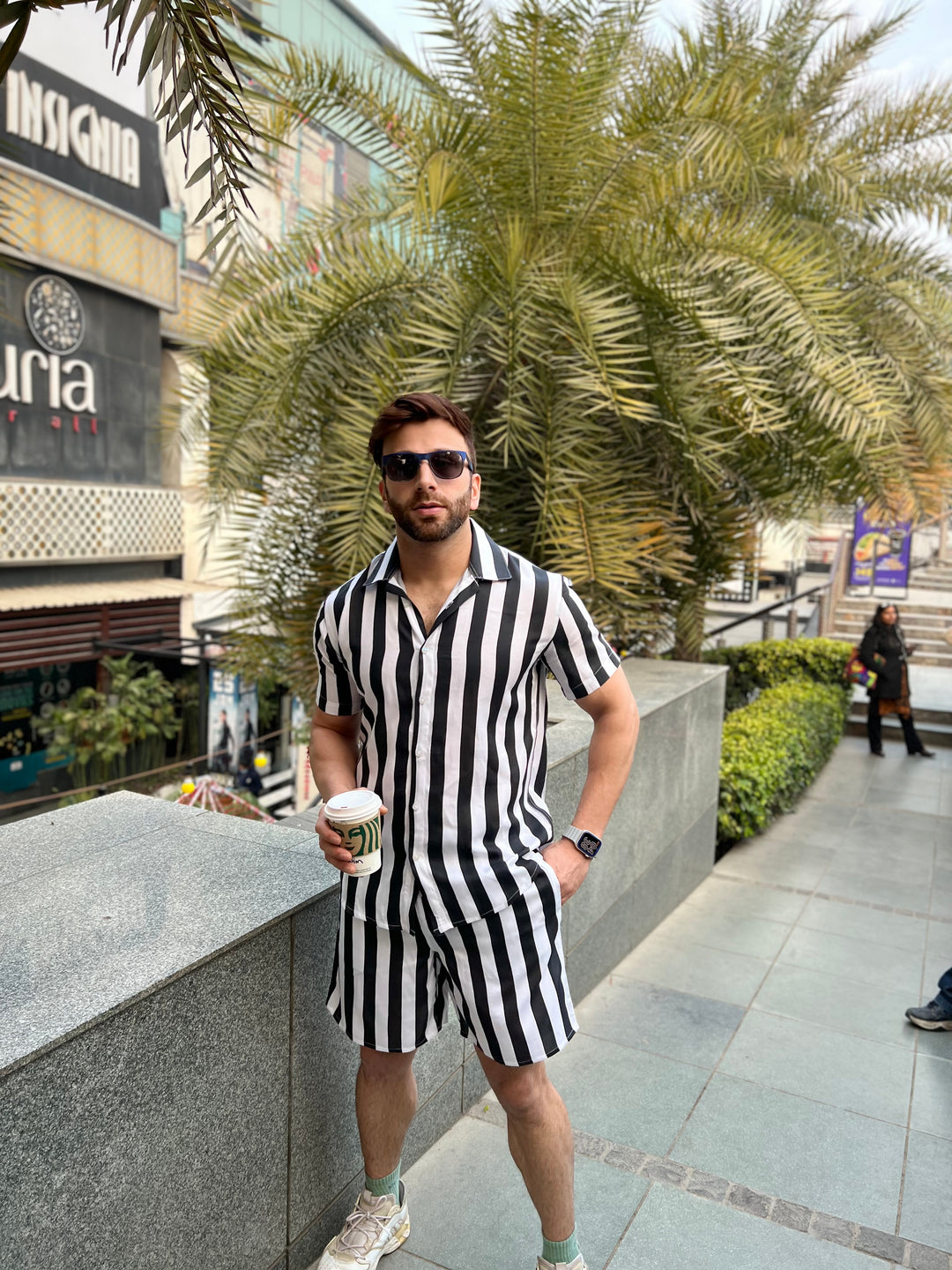 White Black Stripe Co-Ords Set