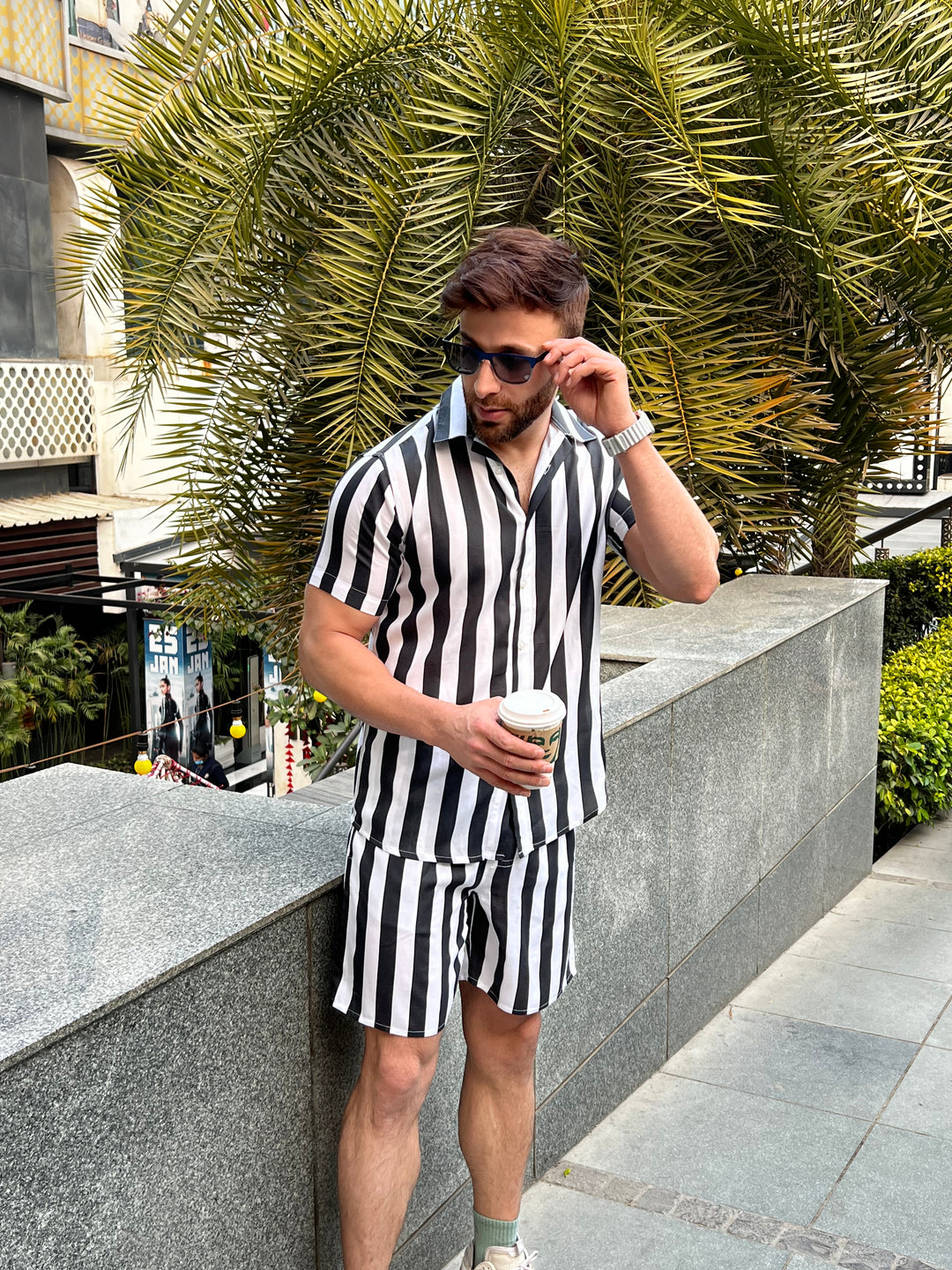 White Black Stripe Co-Ords Set