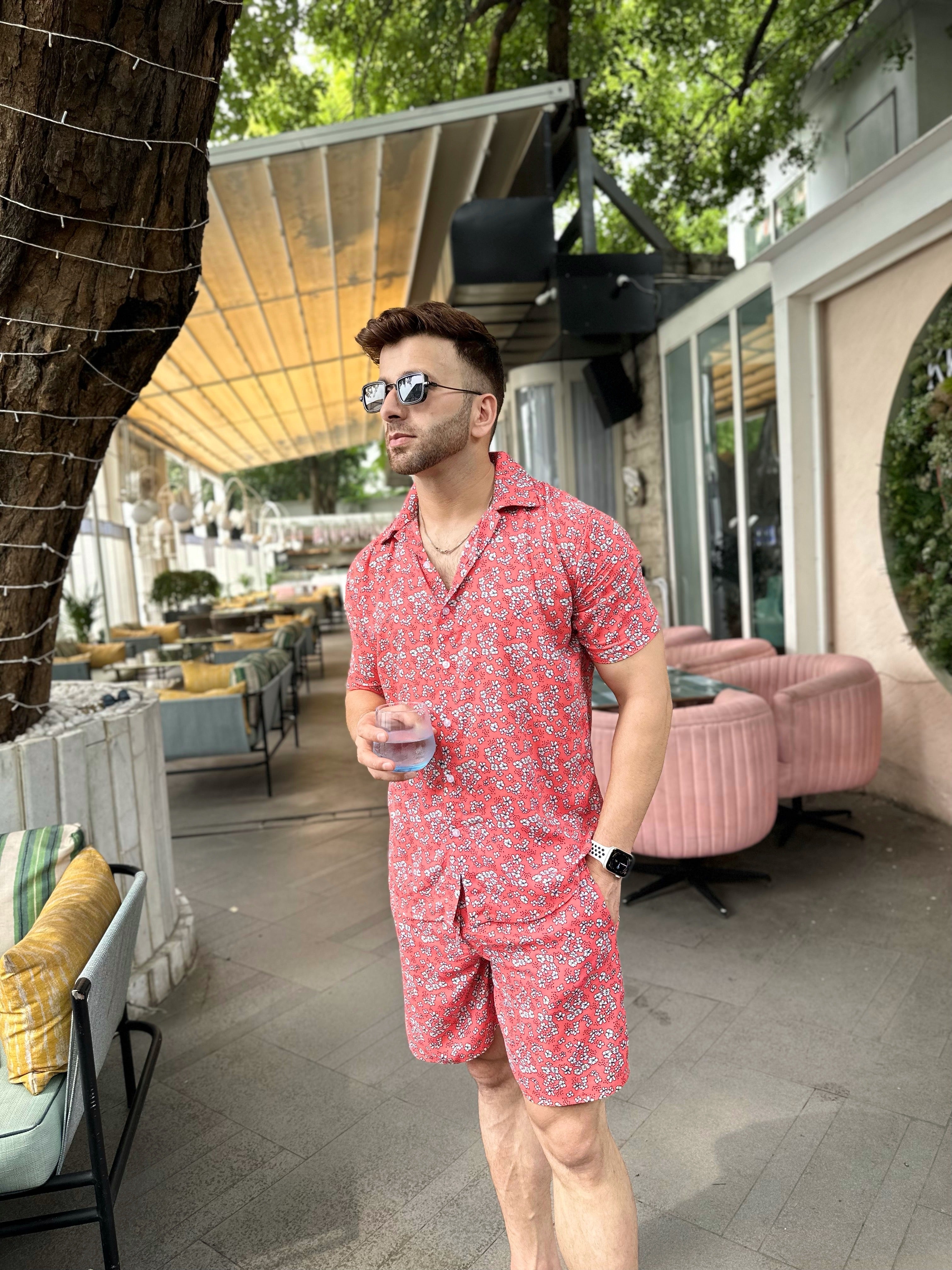 Red Floral Rayon Co-Ords