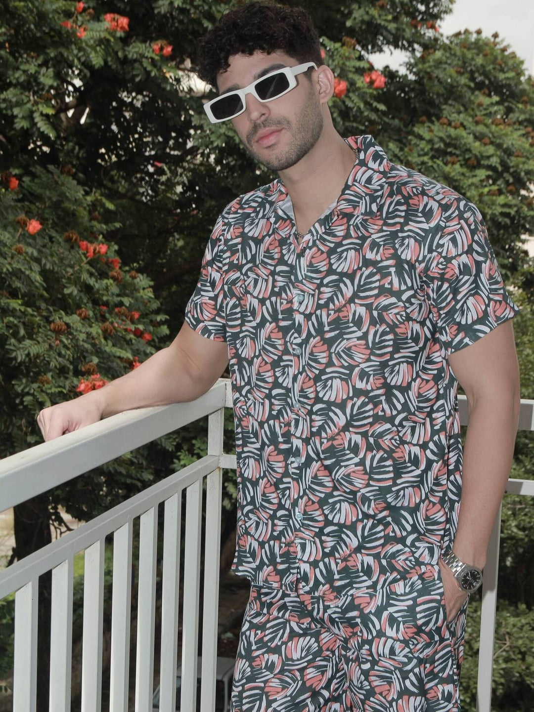 Dark Green Floral Rayon Co-Ord