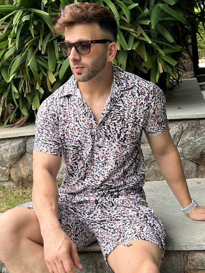 Off White Black Rayon Co-Ord